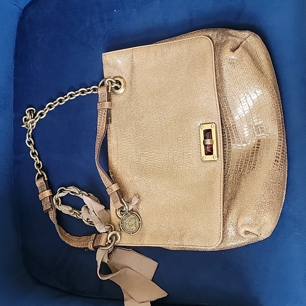 LanvinHappy handbag in gold and pink python